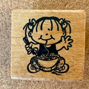 JudiKins Cute Girl w/Noodles Rubber Stamp